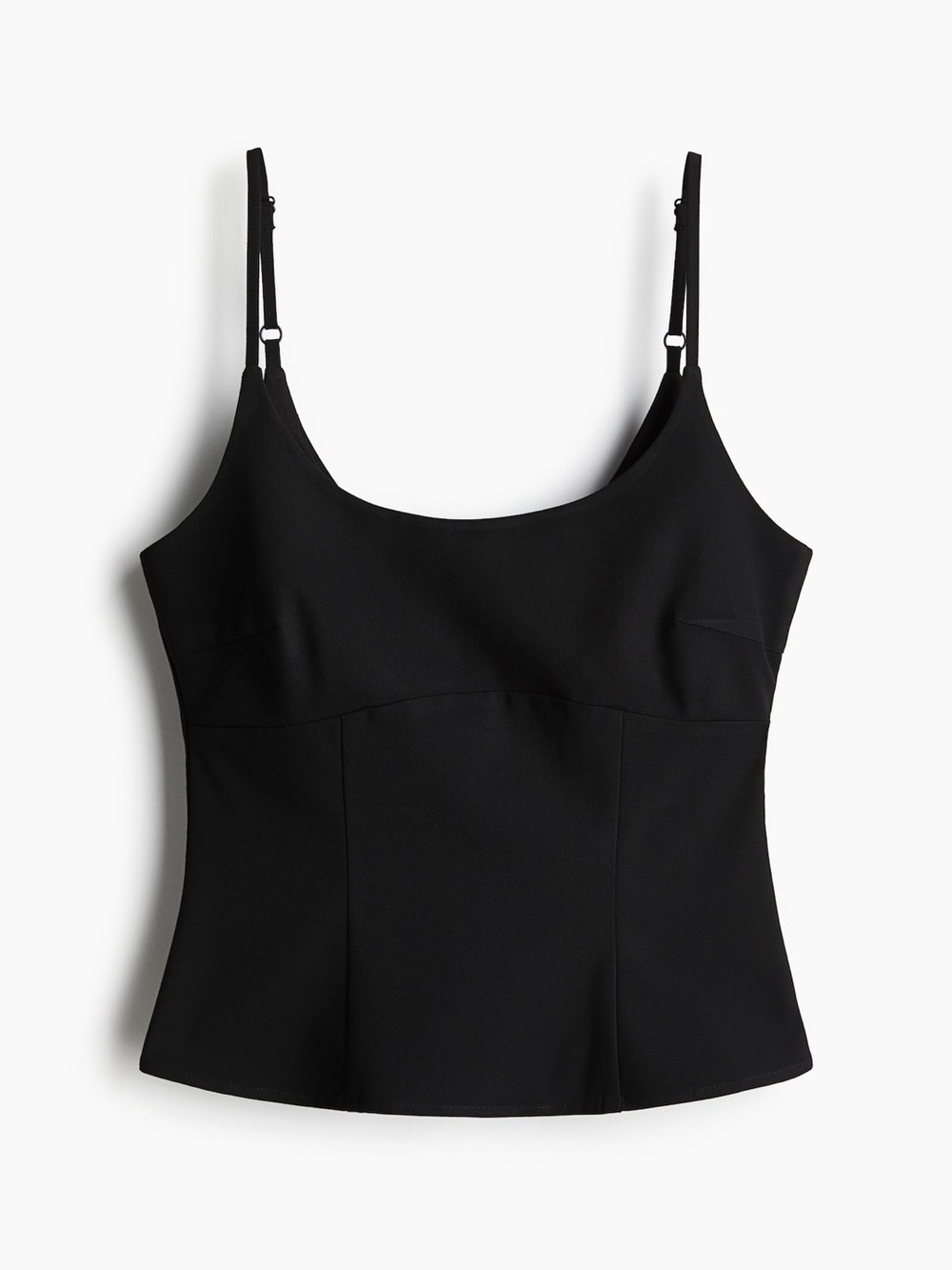 H&M Black Corset Style Cami Top Size M Adjustable Straps Quiet Luxury
